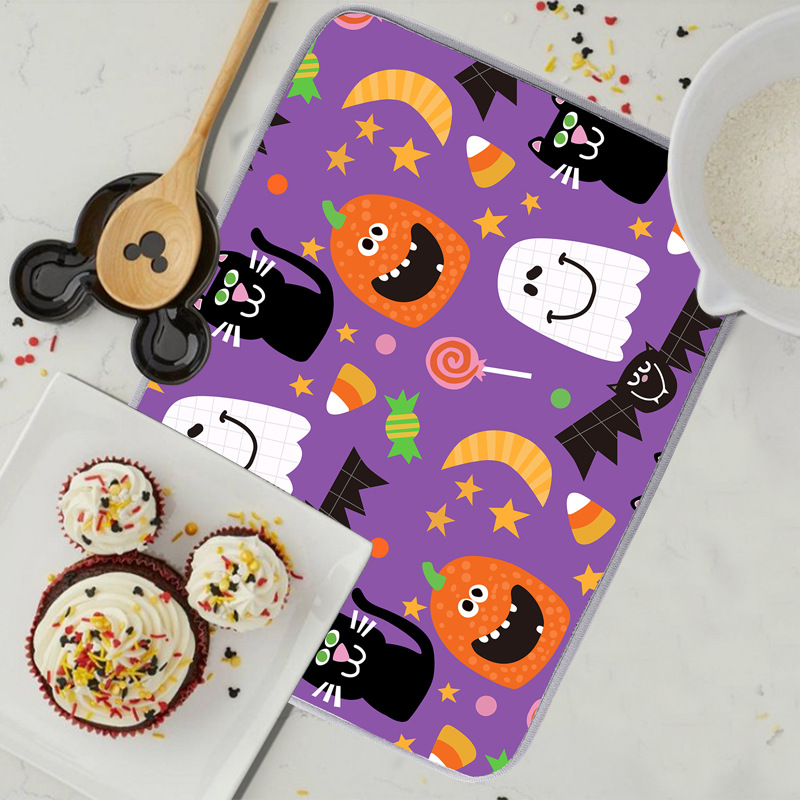 Polyester Drain Mat Happy Halloween Dish Drying Mat - Temu