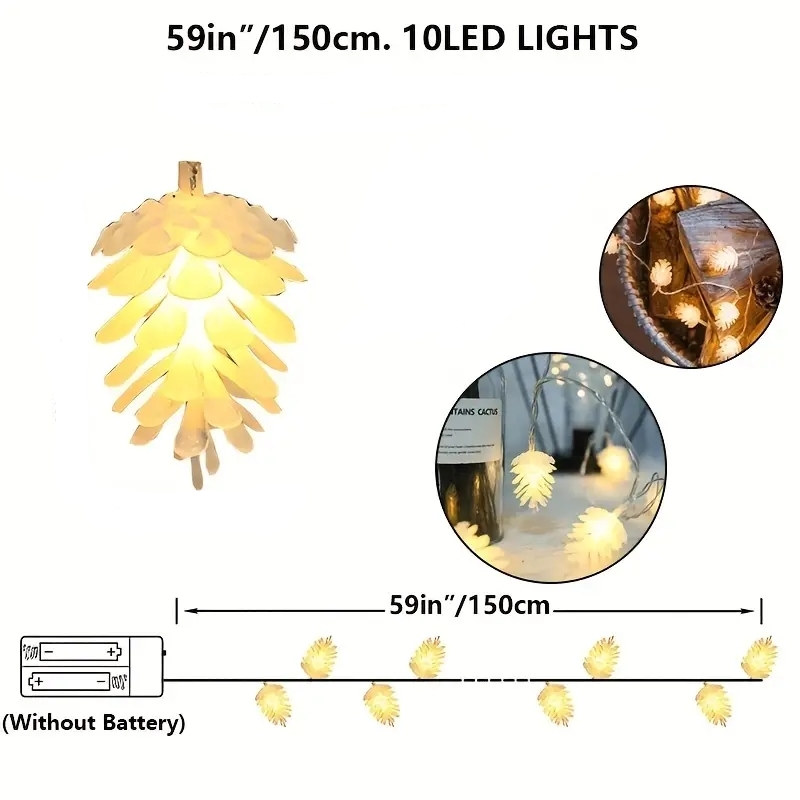 1pc pine cone led christmas holiday color lights party light evening table pendant yard decoration string lights battery powered no plug details 2