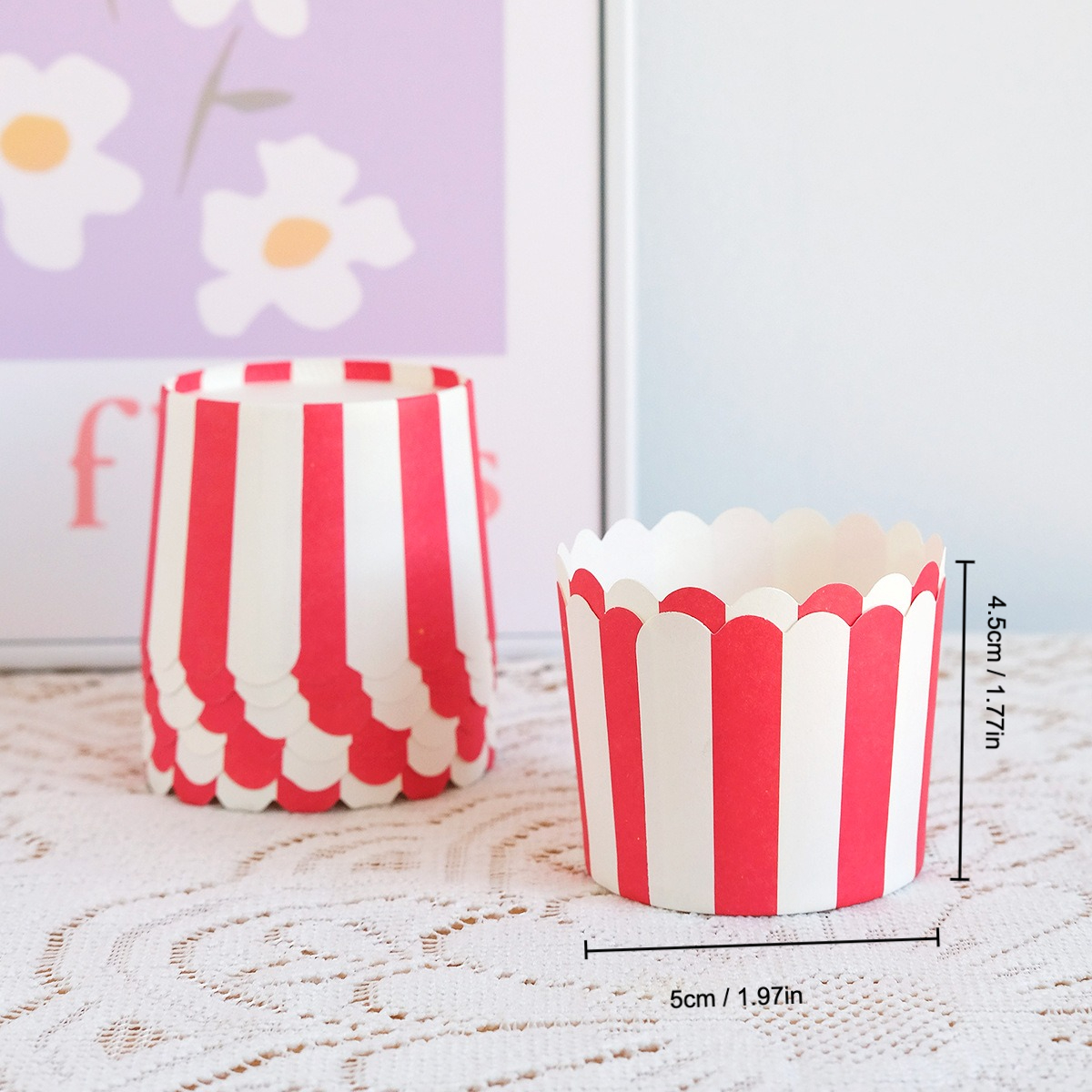 100pcs Red and White Stripes Paper Muffin Cups Baking Paper Cup Cupcake  Paper Cups