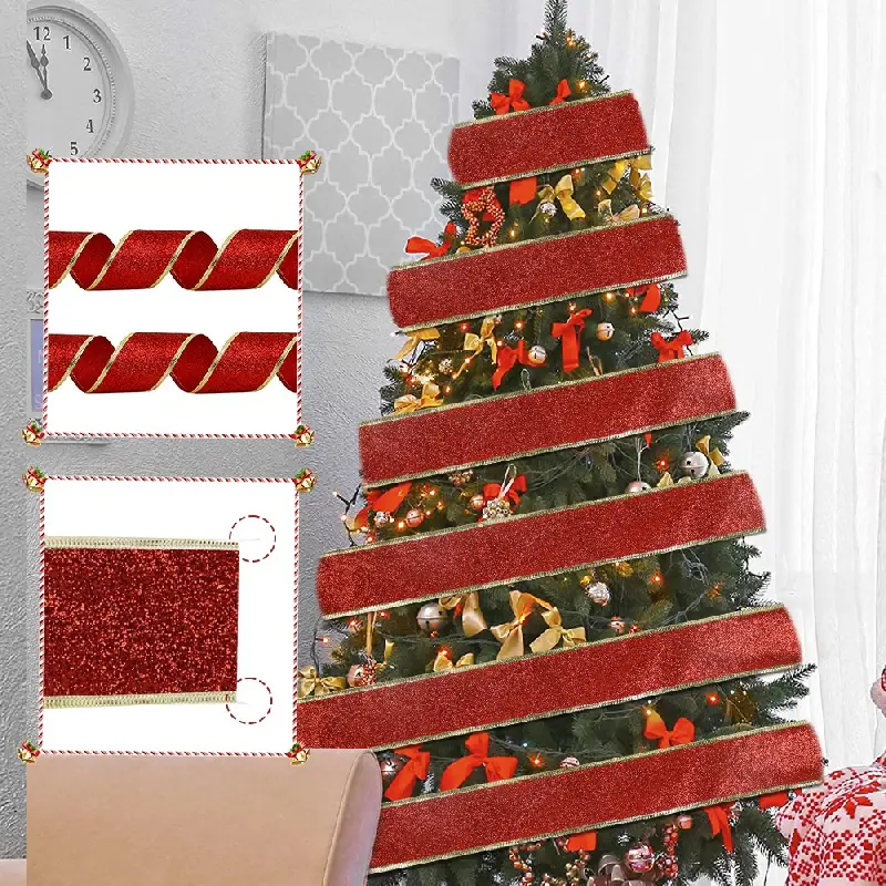 Christmas Tree Ribbon Garland Gift Wrapping Webbing Cake - Temu
