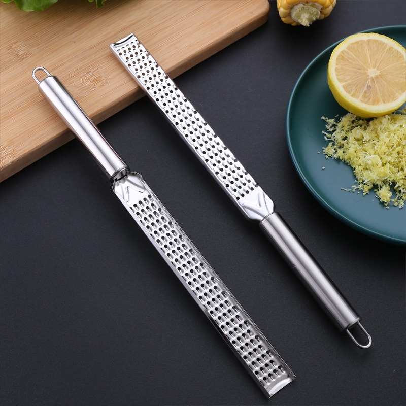 1pc Stainless Steel Cheese Grater With Lemon Zester & Protective Cover,  Cleaning Brush Included - Non-slip Handle, Dishwasher Safe, Sharp Kitchen  Tool For Ginger, Garlic, Meat, Nutmeg, Chocolate, Vegetables, And Fruits