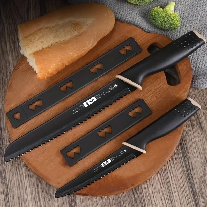 4pcs set bread knife stainless steel serrated knife household special knife for cutting bread toast saw knife sandwich baking tools v9195 details 0