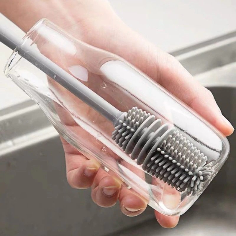 Water Bottle Cleaning Brush Glass Cup Washer with Suction Base Bristle Brush  for Beer Cup, Long Leg Cup, Red Wine Glass and More Bar Kitchen Sink Home  Tools Grey 