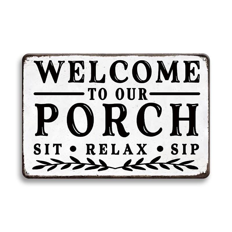 Vintage Metal Tin Sign Welcome Porch Home Decor Patio - Temu