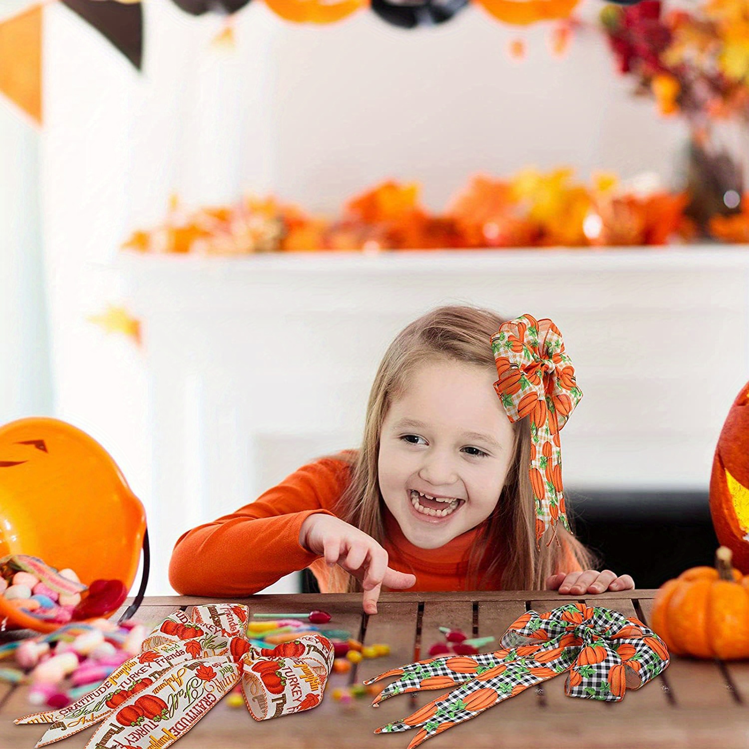 Fall Ribbon Pumpkin Ribbon Wreath Ribbon Wreath Supplies Craft Supplies  Ribbon Bulk Ribbon Burlap Ribbon Wreath Embellishments Craft Ribbon 