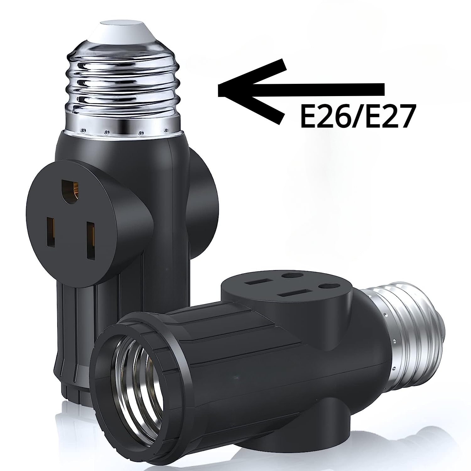 ABI E26 Enchufe adaptador para foco de luz a enchufe de 2 puntas, tipo  americano, a corriente alterna, con apagador On/Off, con cable de 12 pies.