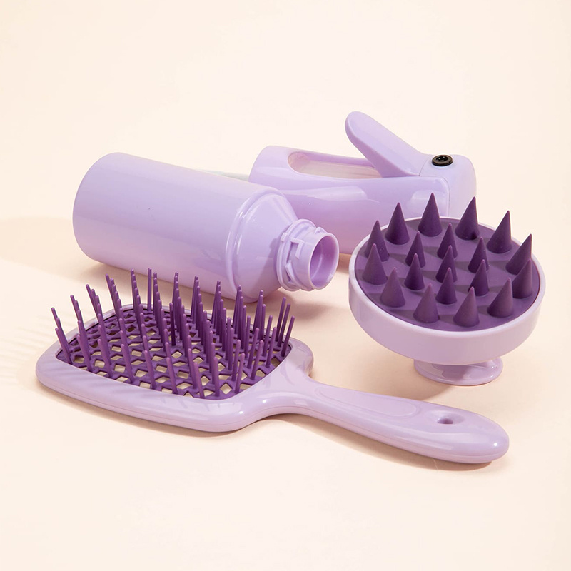 Hair Care Gradient Massage Comb And Hollow-out R-shape Comb Set, Shampoo  Brush Scalp Cleaning Massager Anti-itch Hair Claw