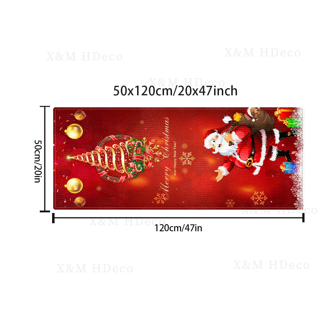 Christmas Santa Area Rug Non Slip Holiday Carpet Runner