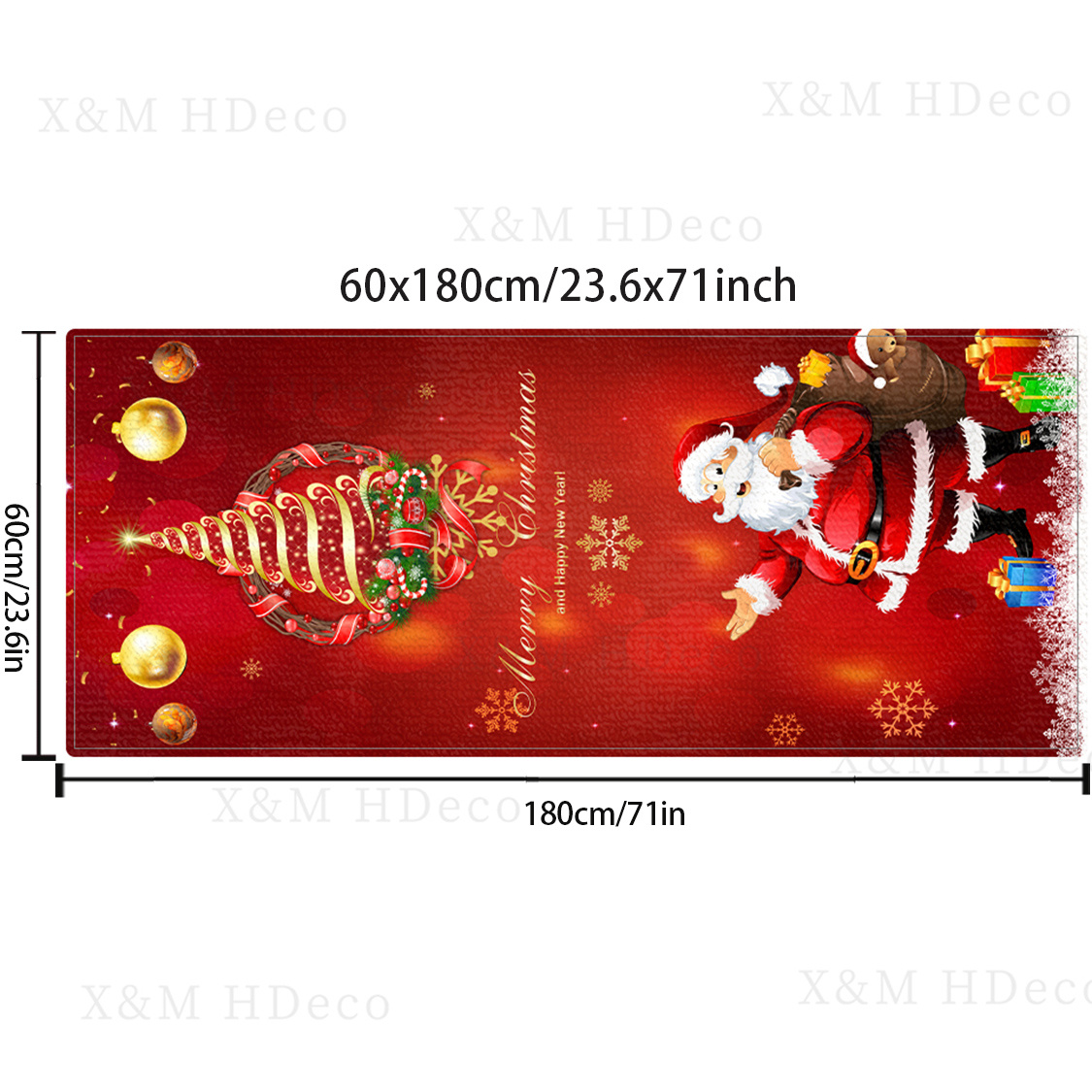 Christmas Santa Area Rug Non Slip Holiday Carpet Runner