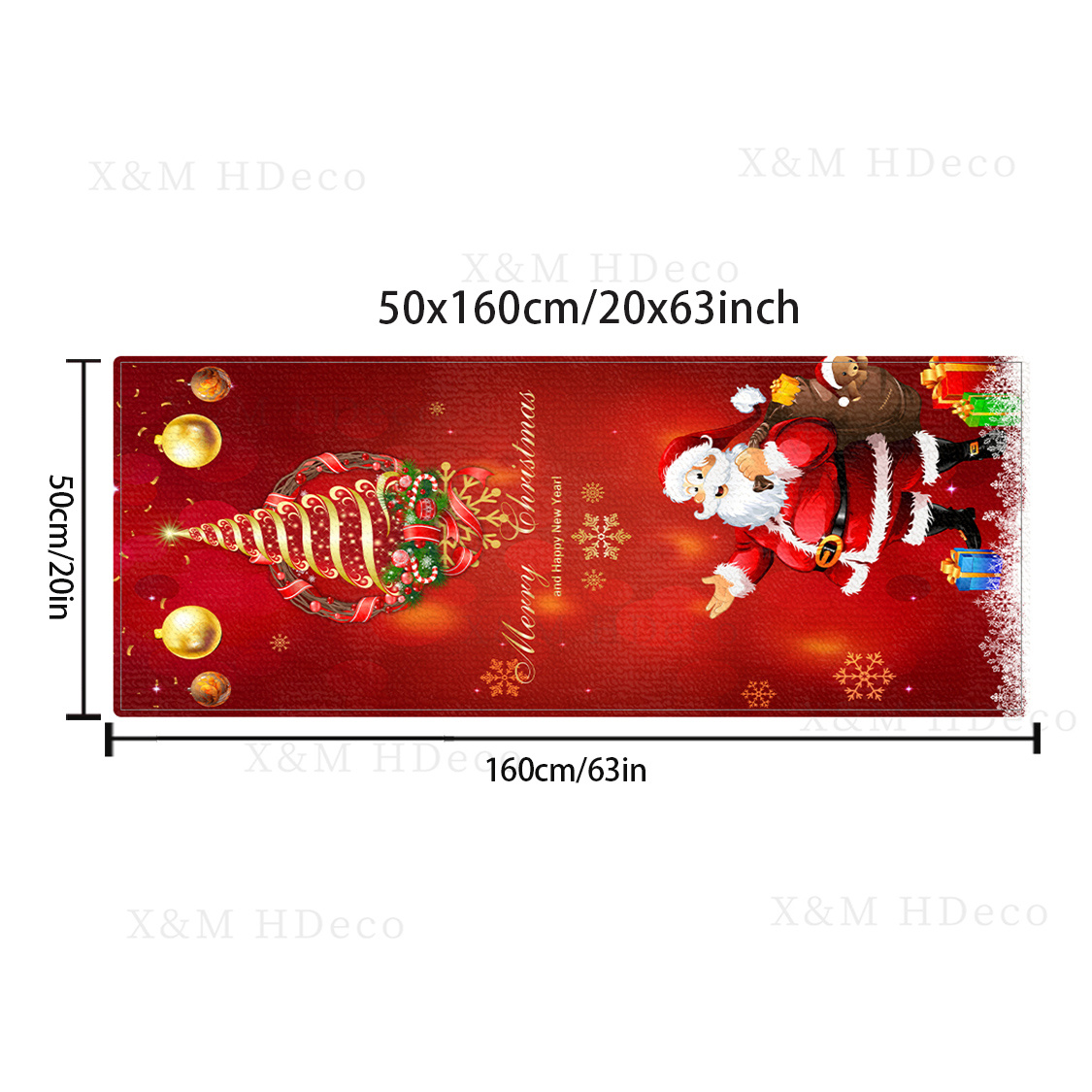 Christmas Santa Area Rug Non Slip Holiday Carpet Runner