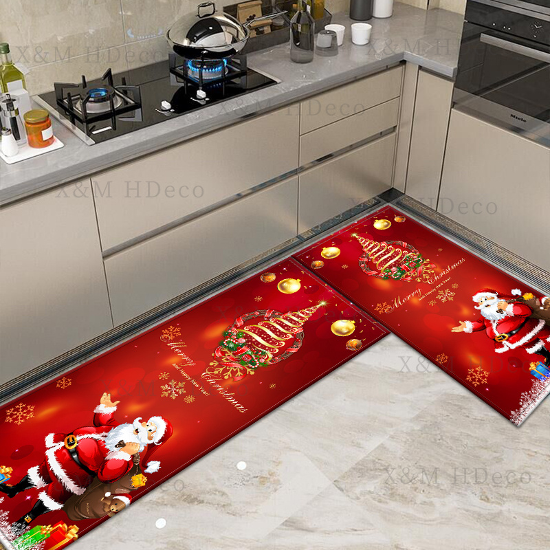 Christmas Santa Area Rug Non Slip Holiday Carpet Runner