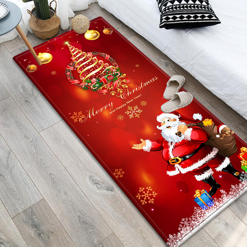 Christmas Runner Rug Santa Claus Area Rug for Kitchen Bedroom Living Room,  Anti-Slip Christmas Rugs Door Mat Indoor Entry Rug Floor Carpet for Xmas
