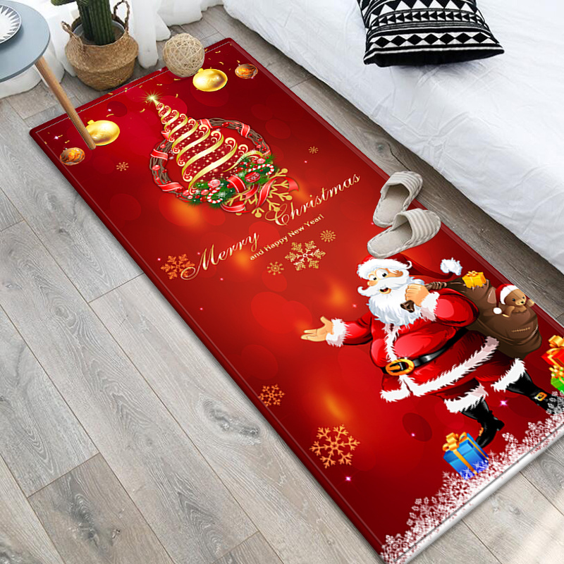 Christmas Santa Area Rug Non Slip Holiday Carpet Runner