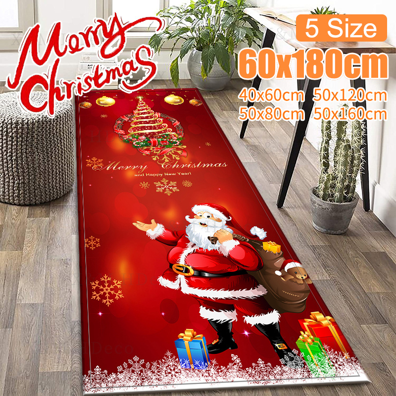Christmas Santa Area Rug Non Slip Holiday Carpet Runner