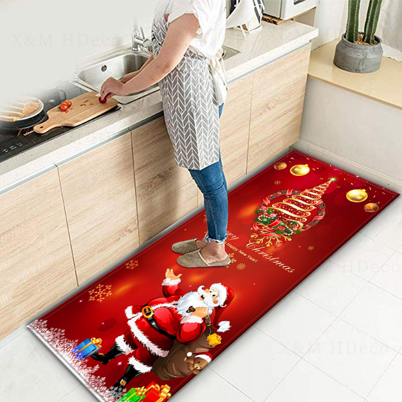 Christmas Santa Area Rug Non Slip Holiday Carpet Runner