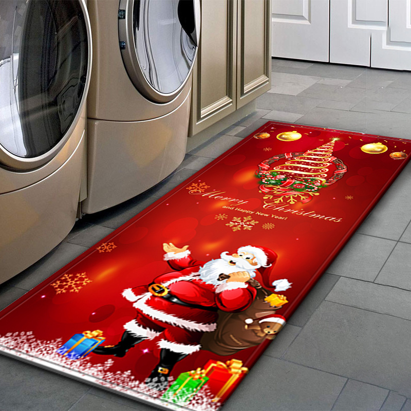 Merelax Alfombra de pasillo de Navidad para entrada, pasillo, tapete de  puerta de bienvenida de Papá Noel, tapete antideslizante para interiores y