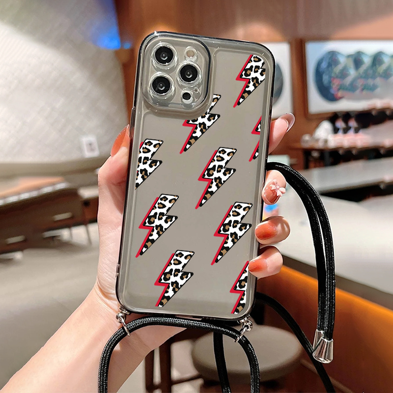 Lanyard Silicone Case Lightning Graphic Phone Case With Lanyard For Iphone  11 14 13 12 Pro Max Xr Xs 7 8 6 Plus Mini Cxg Pattern Luxury Matte Original  Shockproof Cord Rope Necklace Strap Soft Cover - Temu