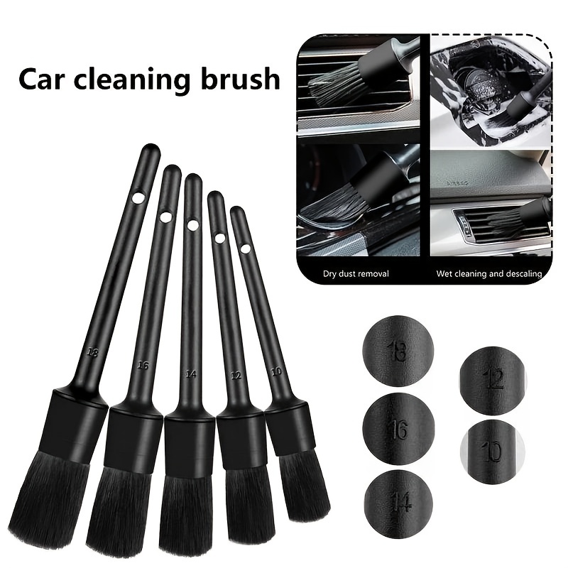 Detailing Brush Set Premium Boar Hair Mixed Fiber Plastic Handle Automotive  Brushes For Cleaning Tires, Engine, Interior, Air Vents, Car, Motor - Temu