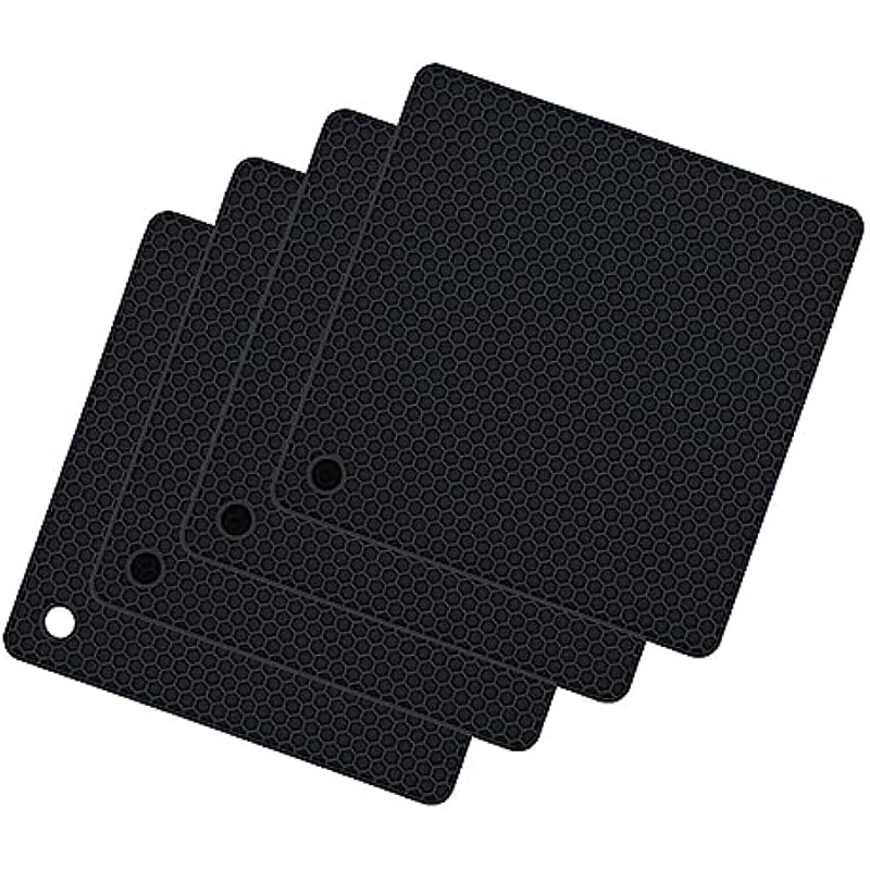 Silicone Trivet Mat For Kitchen, Black Silicone Hot Pads For Hot