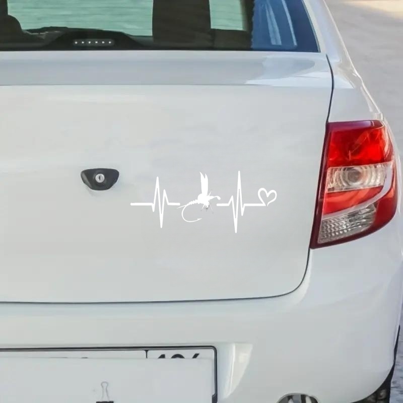  Fly Fishing Heartbeat Lure MKR Decal Vinyl Sticker, Cars  Trucks Vans Walls Laptop, Black, 7.5 x 3.2 in