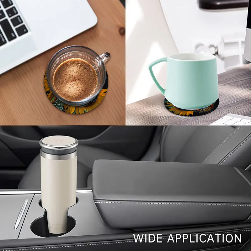 Blue Sunflower Car Cup Holder Coaster Anti Slip - Temu