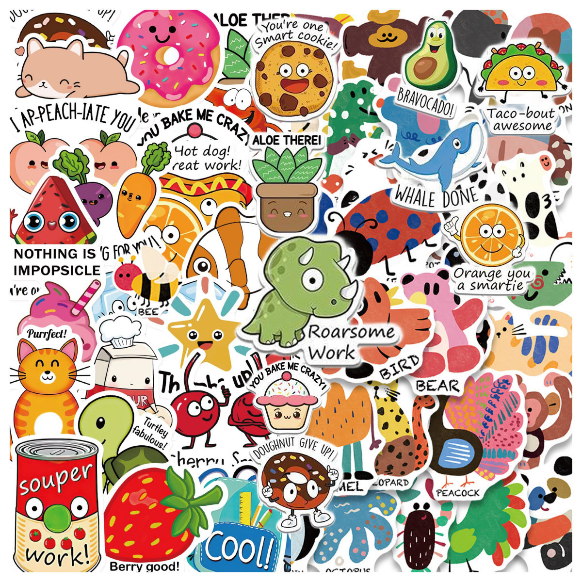 10/50PCS Reward Stickers Fun Incentive Kids Toy Sticker Cute Pattern  Animals Cartoon Decals School Teacher Supplies Child's Gift