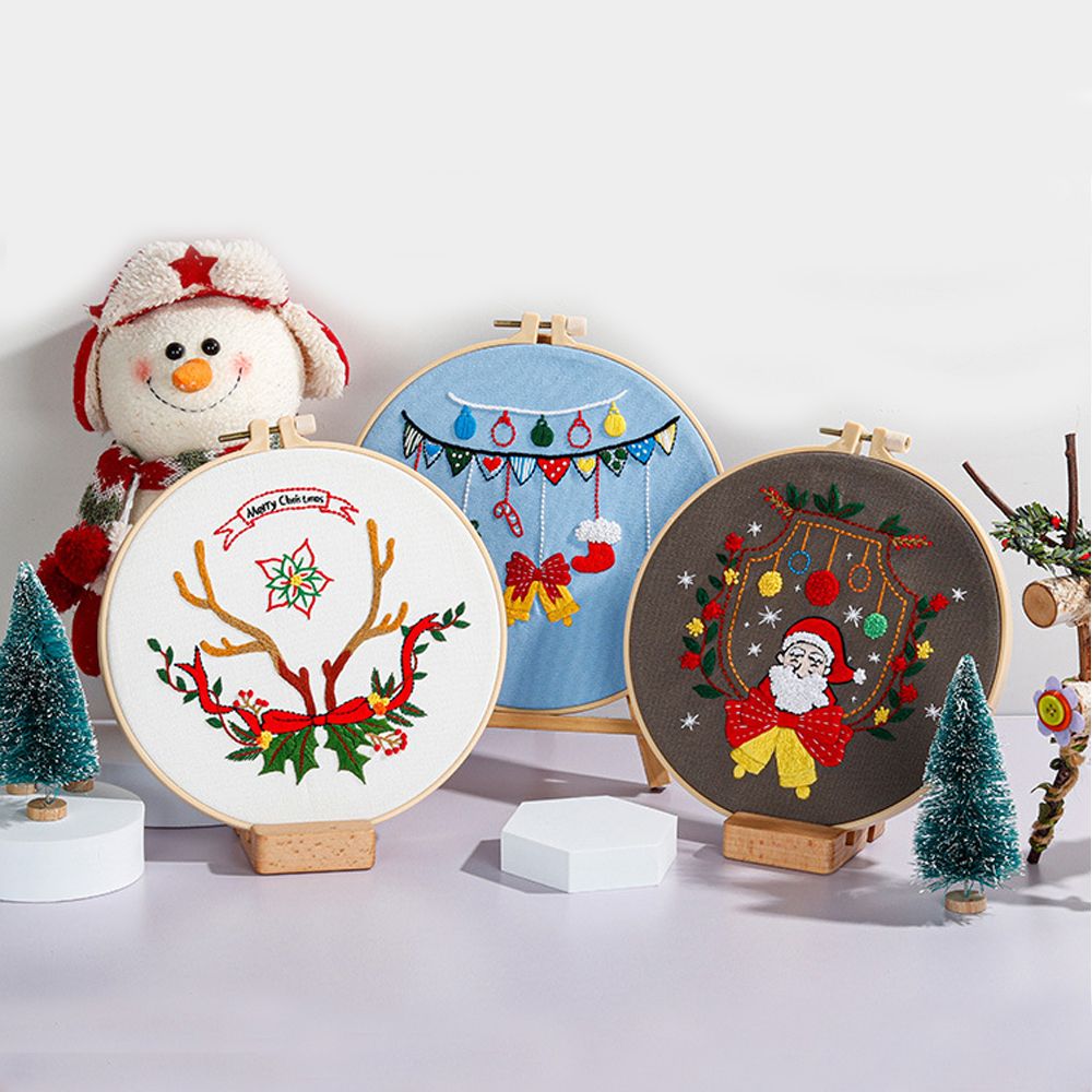 Christmas Theme Embroidery Kit For Beginners, Adults Diy Cross