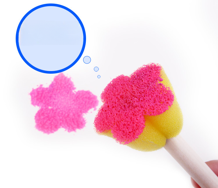 Log Sponge Brush 5 Colors Mini Flower Sponge Stamp Students - Temu