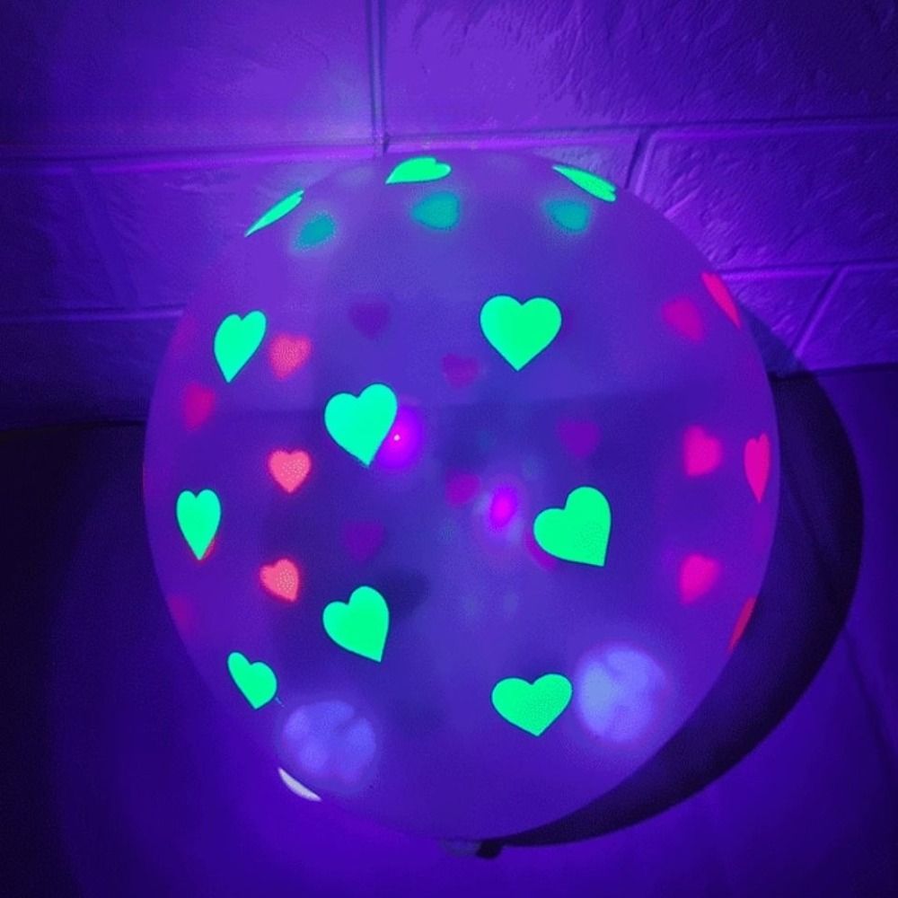 10pcs 12inch Fluorescent Happy Birthday Balloon Dots Love Heart Star Latex  Balloon Neon Party Glow In The Dark Luminous Balloons