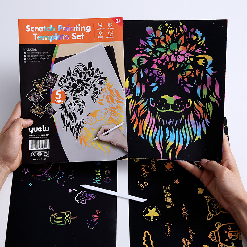 1Pc Scratch Painting Rainbow Paper Diy Art Craft Night View Creative Gift  Scratchboard for Adults Kids 40.5*28.5Cm