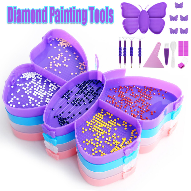 Storage Rack And 16 Foam Diamond Painting Tower Tray Organizer Multi-Boat  Holder DIY Jewelry Making Tools Kits For Adults DIY Crafts