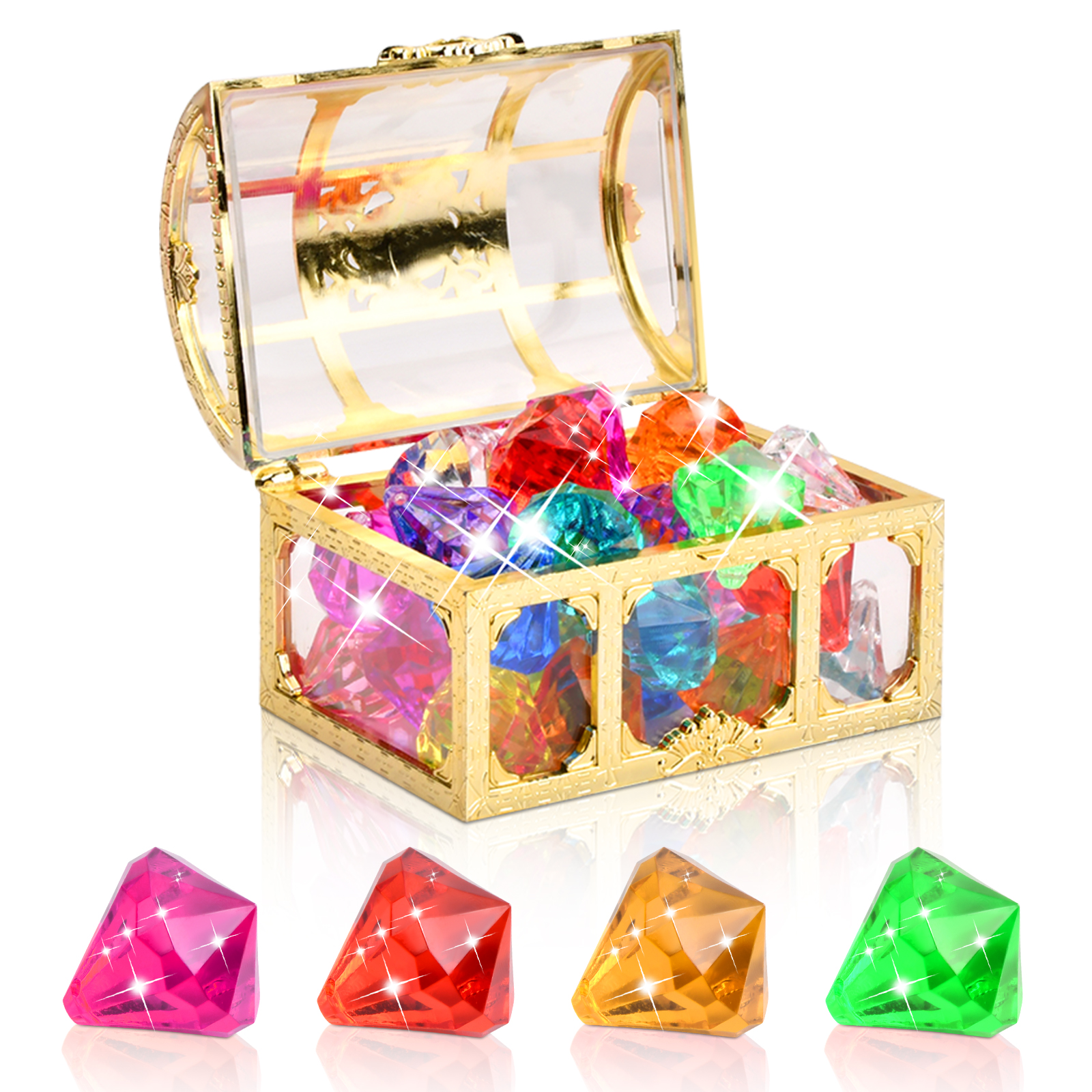 10PCS Pirate Jewels Treasure Box, Fake Jewels for Treasure Chest Acrylic  Diamond Gems Jewels Artificial Diamond Crystal Gems for Home Party  Decoration