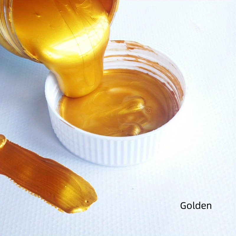 Golden Paint Metallic Acrylic Paint Waterproof Not Faded Diy - Temu