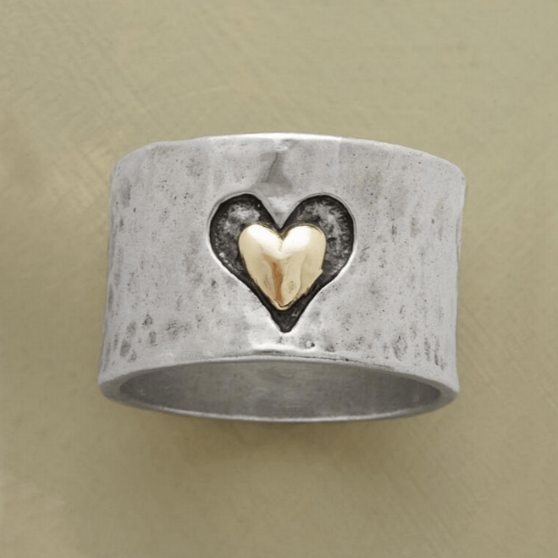 Chunky Heart Rings + Minimalist Band Ring Trendy Checkerboard