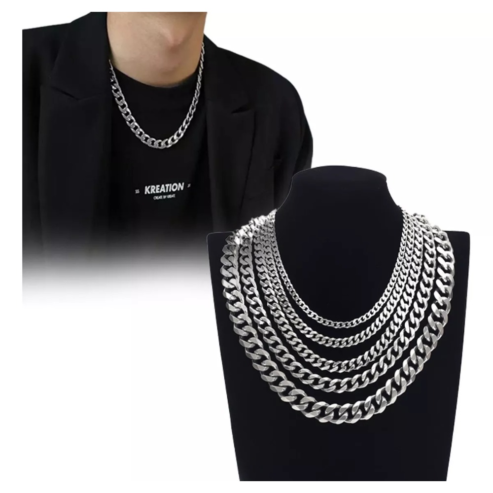 Stainless Steel Black Cuban Link Chain Necklace For Men And - Temu