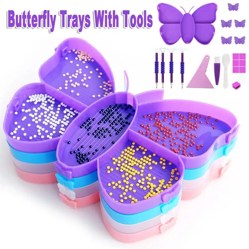 Butterfly Stackable Diamond Painting Trays With Pens - Temu