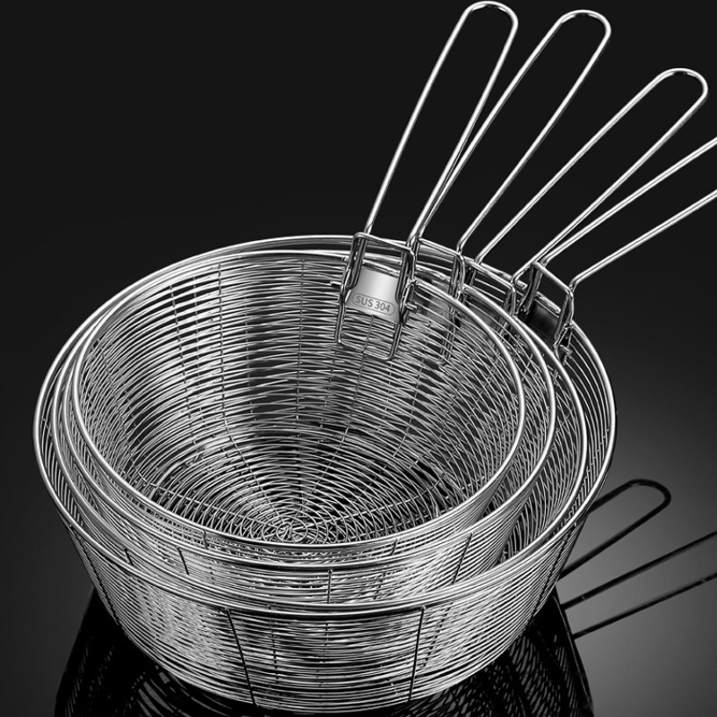 Small Fryer Strainer Basket And Handle 304 Stainless Steel - Temu