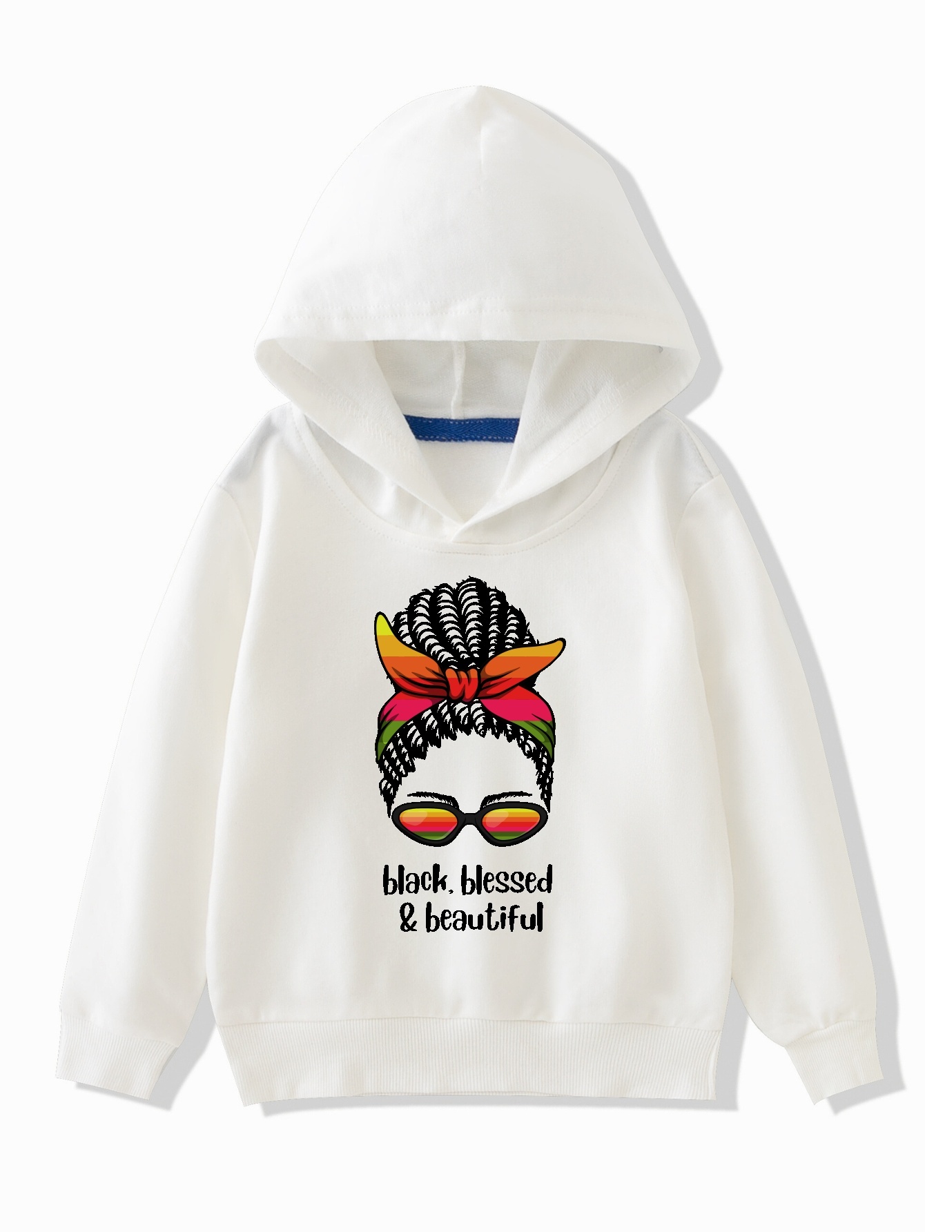 Girls black Blessed Beautiful Graphic Hooded Sweatshirt Temu