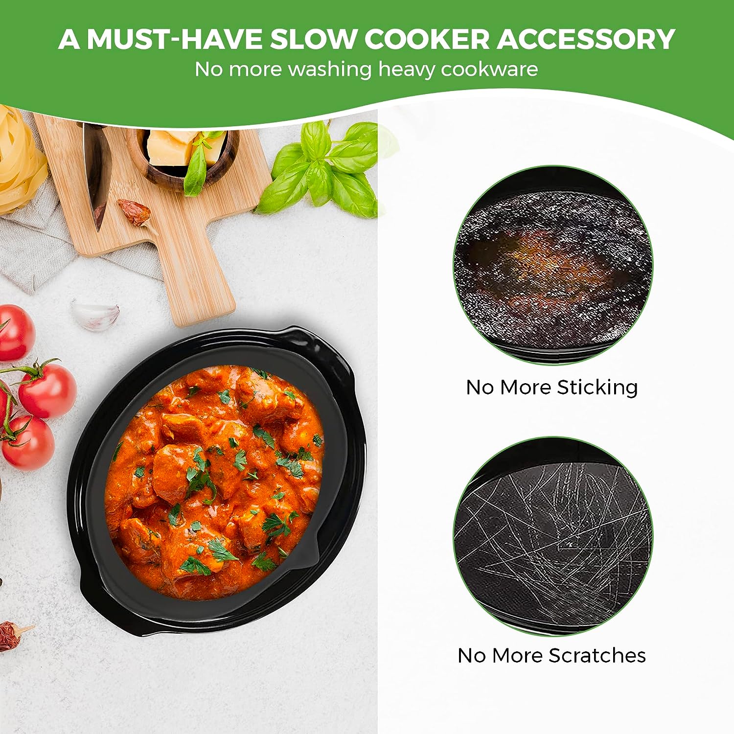 1pc, Reusable Silicone Slow Cooker Liners - 7 Quart Oval, Leakproof, BPA  Free, Dishwasher Safe, Essential Kitchen Tool For Vacations And Everyday Use