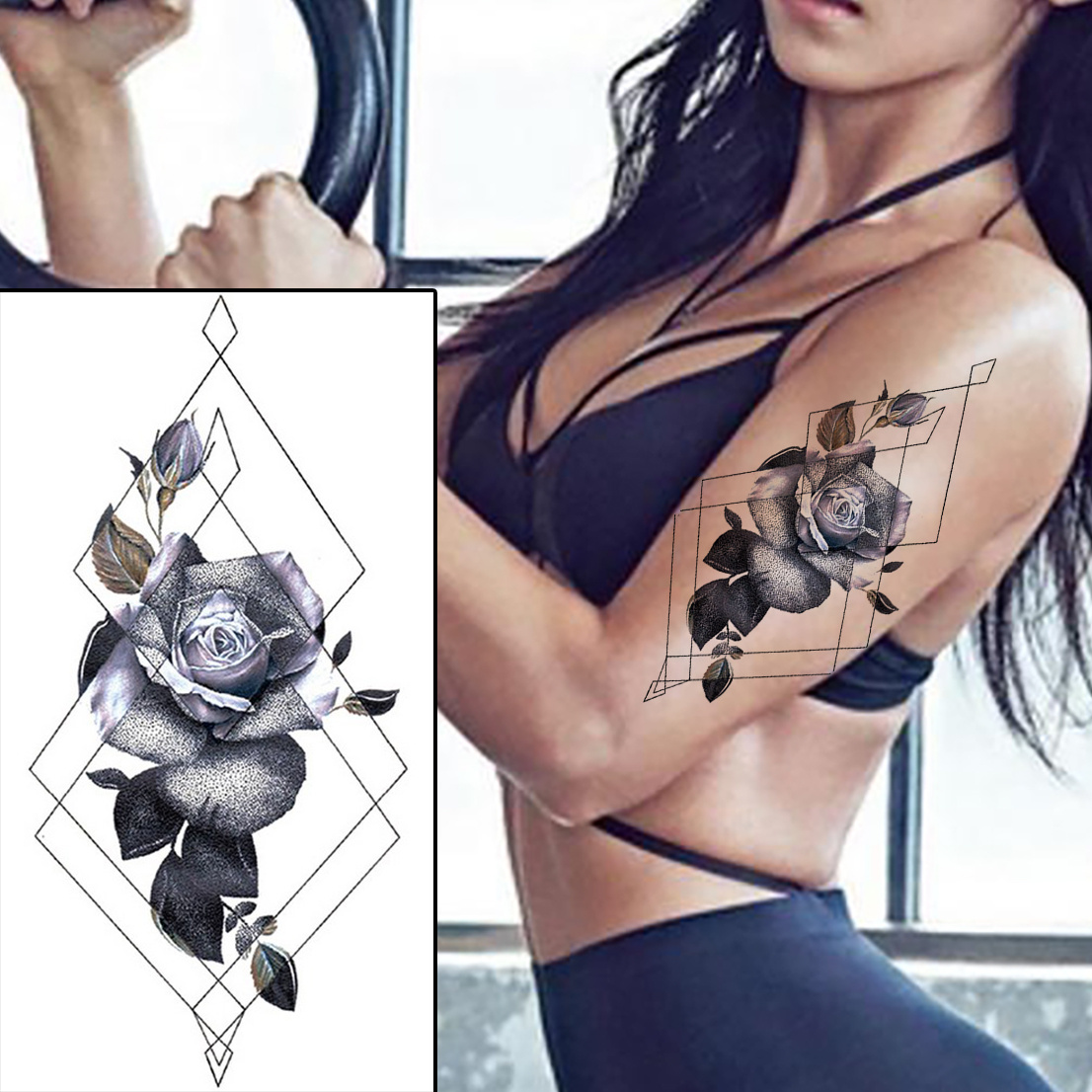 3d 3d Flower Sticker Temporary Tattoo For Legs Arms Chest - Temu