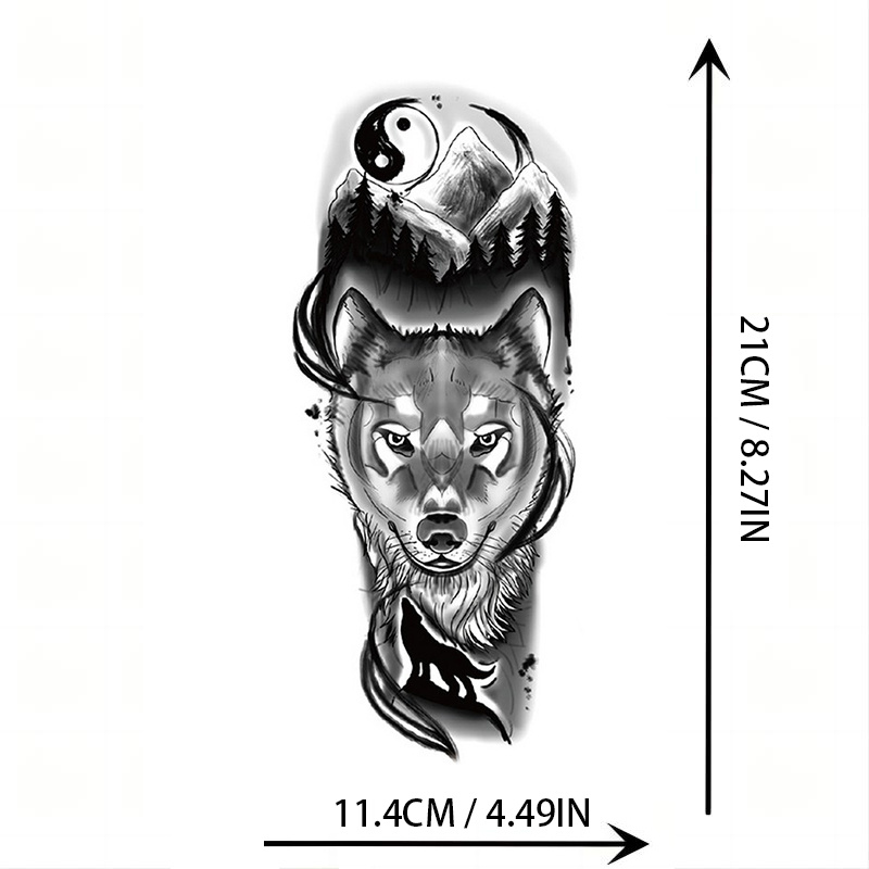 Wolf King Mountain Forest Moon Temporary Tattoos Stickers - Temu Switzerland