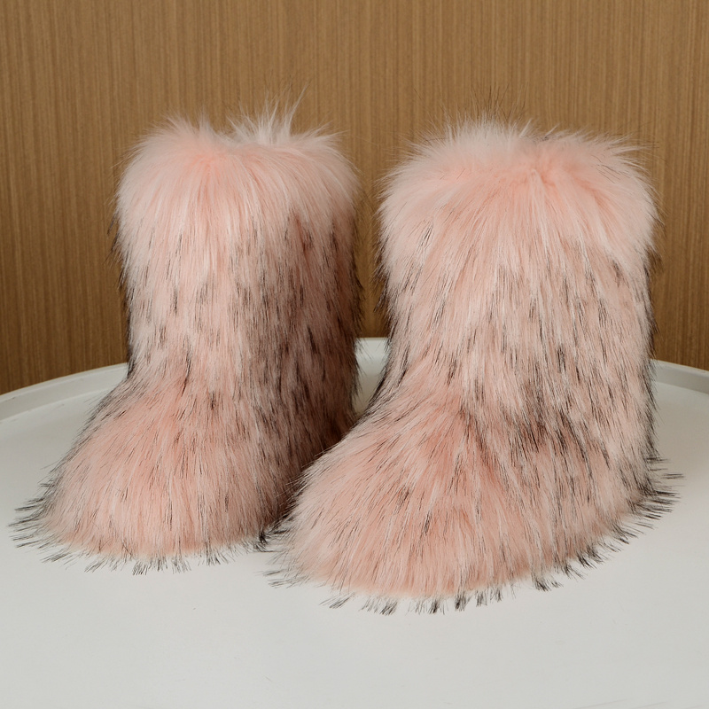 Purple Metallic Rabbit Fur Eskimo Long Knee Furry Yeti Winter Snow Boots
