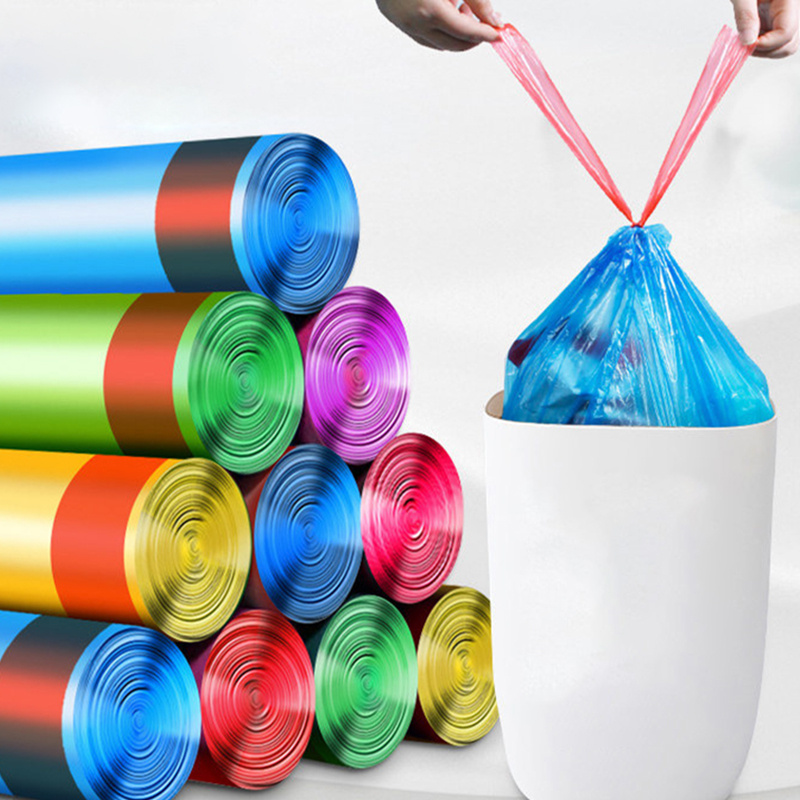 75pcs Random Colors Small Garbage Bag Disposable Home Drawstring Trash Bags