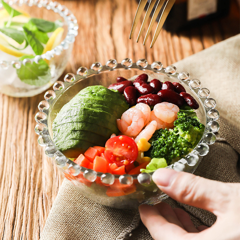  Huijunwenti - Ensaladera de cristal transparente, cuenco para  ensalada de frutas, vajilla de postre creativa para el hogar, S : Hogar y  Cocina