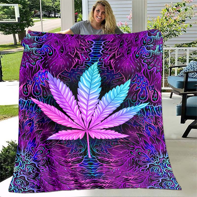 1pc purple psychedelic   blanket lightweight flannel throw for sofa bed travel camping livingroom office couch chair and bed digital printing fleece blanket with soft and warm flannel fabric details 0