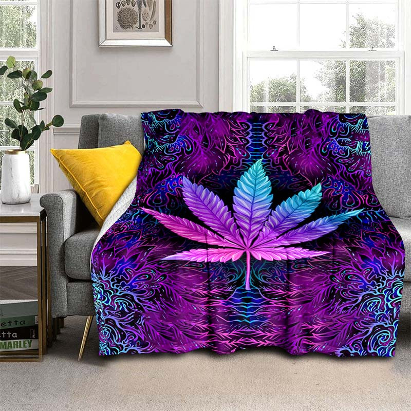 1pc purple psychedelic   blanket lightweight flannel throw for sofa bed travel camping livingroom office couch chair and bed digital printing fleece blanket with soft and warm flannel fabric details 1