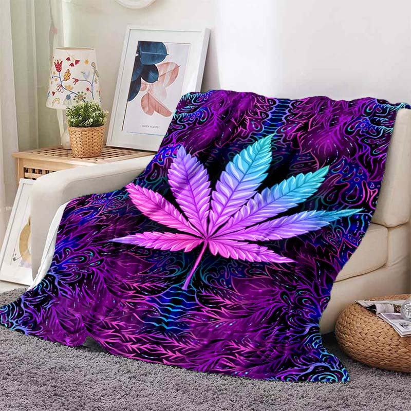 1pc purple psychedelic   blanket lightweight flannel throw for sofa bed travel camping livingroom office couch chair and bed digital printing fleece blanket with soft and warm flannel fabric details 3