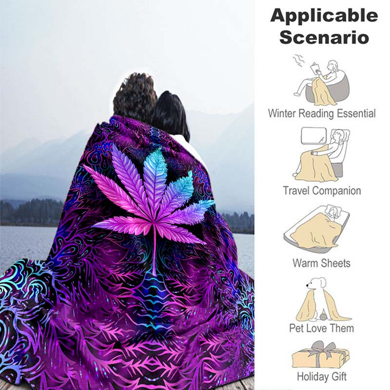 1pc purple psychedelic   blanket lightweight flannel throw for sofa bed travel camping livingroom office couch chair and bed digital printing fleece blanket with soft and warm flannel fabric details 4