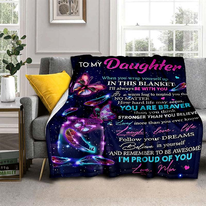 To My Daughter Soft Fleece Throw Blanket – 40x50 Comfy Love Gift From Mom, Bedroom Decor