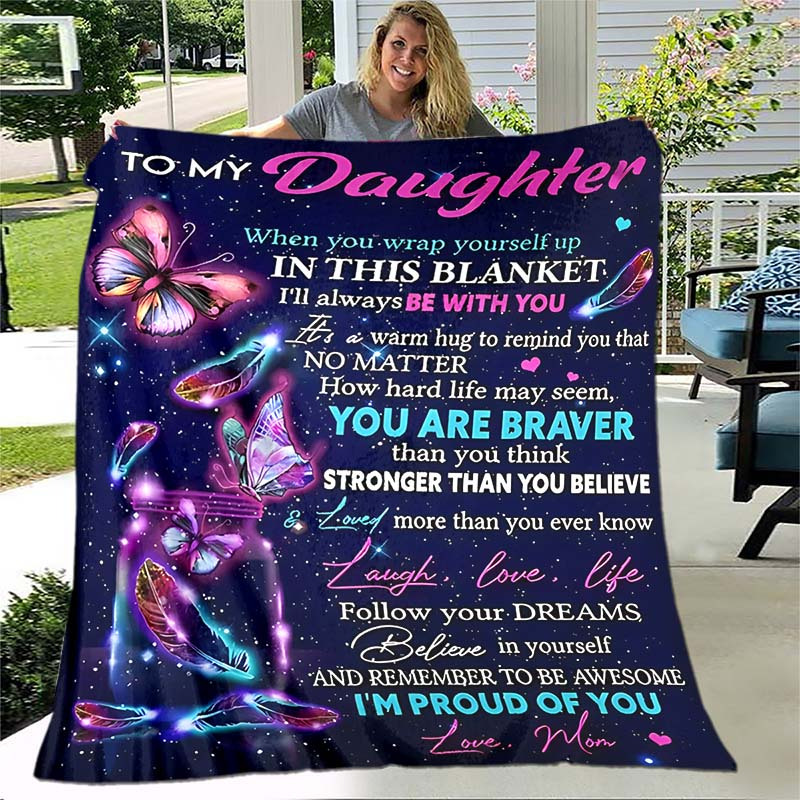 1pc purple envelope blanket for my daughter lightweight flannel throw for sofa bed travel camping livingroom office couch chair and bed digital printing fleece blanket with soft and warm flannel fabric details 1